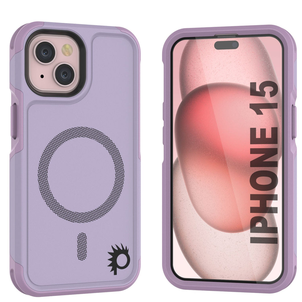 Coque PunkCase pour iPhone 15, Série Spartan 2.0, Coque Robuste Transparente avec Protecteur d'Écran Intégré [lilas]