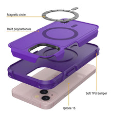 Charger l&#39;image dans la galerie, Coque iPhone 15 PunkCase, [Série Spartan 2.0] Couverture robuste transparente avec protecteur d&#39;écran intégré [violet]
