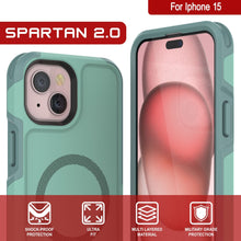 Charger l&#39;image dans la galerie, Coque pour iPhone 15 PunkCase, [Série Spartan 2.0] Résistante et robuste, transparente, avec protecteur d&#39;écran intégré [teal].
