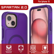 Charger l&#39;image dans la galerie, Coque iPhone 15 PunkCase, [Série Spartan 2.0] Couverture robuste transparente avec protecteur d&#39;écran intégré [violet]
