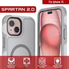 Charger l&#39;image dans la galerie, Étui PunkCase pour iPhone 15, [Série Spartan 2.0] Coque robuste transparente avec protecteur d&#39;écran intégré [blanc]
