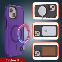 Charger l&#39;image dans la galerie, Coque iPhone 15 PunkCase, [Série Spartan 2.0] Couverture robuste transparente avec protecteur d&#39;écran intégré [violet]
