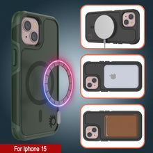 Charger l&#39;image dans la galerie, Coque PunkCase pour iPhone 15, [Série Spartan 2.0] Coque Robuste Transparente avec Protection d&#39;Écran Intégrée [vert foncé]
