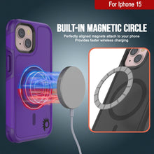 Charger l&#39;image dans la galerie, Coque iPhone 15 PunkCase, [Série Spartan 2.0] Couverture robuste transparente avec protecteur d&#39;écran intégré [violet]
