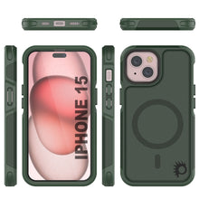 Charger l&#39;image dans la galerie, Coque PunkCase pour iPhone 15, [Série Spartan 2.0] Coque Robuste Transparente avec Protection d&#39;Écran Intégrée [vert foncé]

