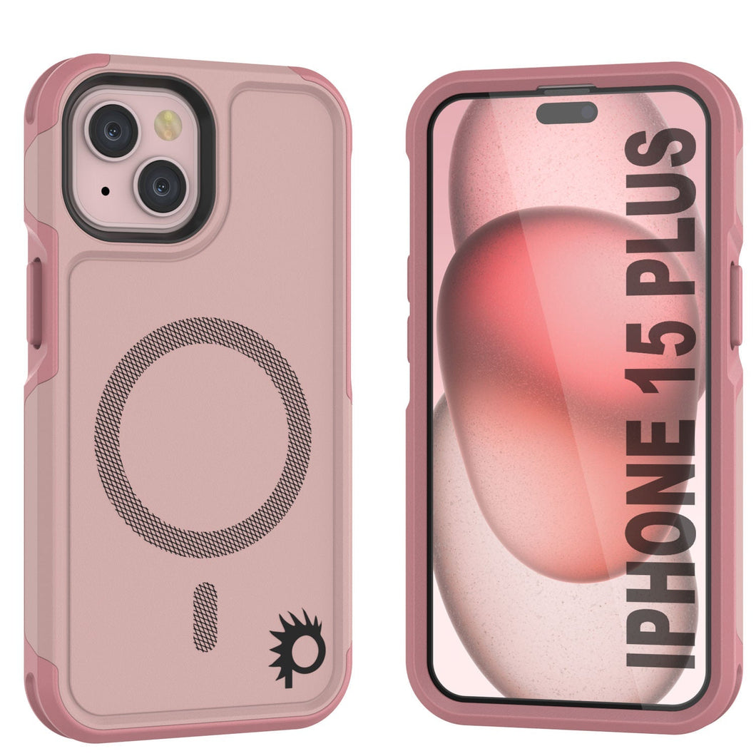 Coque PunkCase iPhone 15 Plus, [Série Spartan 2.0] Transparente Robuste avec Protection d'Ecran Intégrée [rose]