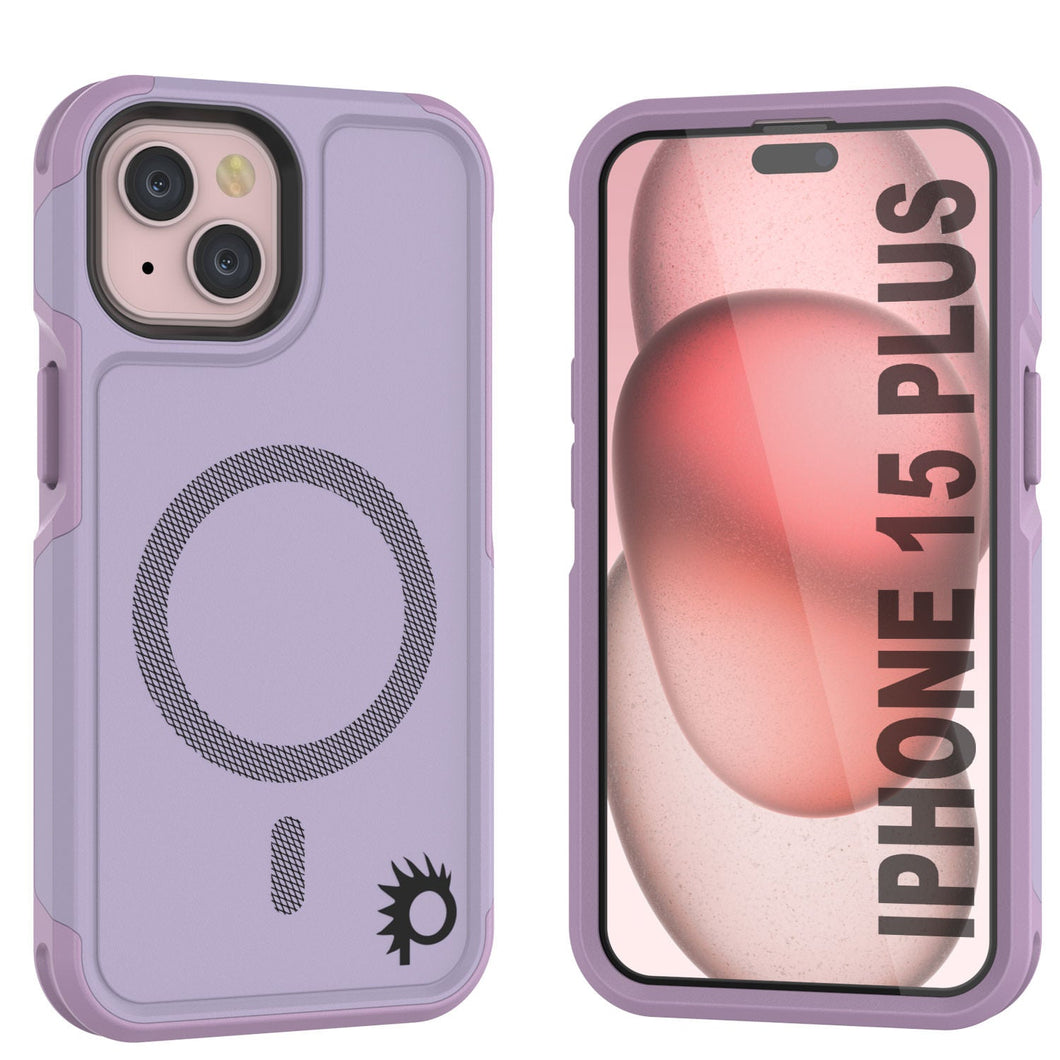Coque PunkCase pour iPhone 15 Plus, [Série Spartan 2.0] Coque Claire Robuste et Résistante avec Protecteur d'Écran Intégré [lilas]