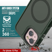 Charger l&#39;image dans la galerie, Coque PunkCase pour iPhone 15 Plus, Série Spartan 2.0, transparente et robuste, avec protection d&#39;écran intégrée [vert foncé].

