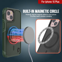 Charger l&#39;image dans la galerie, Coque PunkCase pour iPhone 15 Plus, Série Spartan 2.0, transparente et robuste, avec protection d&#39;écran intégrée [vert foncé].
