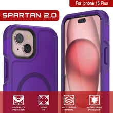 Charger l&#39;image dans la galerie, Coque pour iPhone 15 Plus PunkCase, Série Spartan 2.0, transparente, solide et résistance avec protecteur d&#39;écran intégré [violet]

