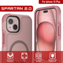 Charger l&#39;image dans la galerie, Coque PunkCase iPhone 15 Plus, [Série Spartan 2.0] Transparente Robuste avec Protection d&#39;Ecran Intégrée [rose]
