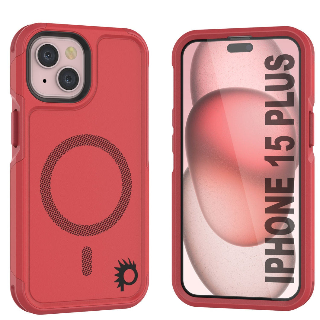 Coque PunkCase pour iPhone 15 Plus, Série Spartan 2.0, Couverture Clair Robuste avec Protecteur d'Écran Intégré [rouge]