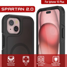 Charger l&#39;image dans la galerie, Coque PunkCase pour iPhone 15 Plus, [Série Spartan 2.0] Étui Rigide Transparent à la fois Robuste et Solide avec Protecteur d&#39;Écran intégré [Noir]
