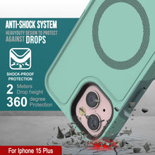 Charger l&#39;image dans la galerie, Coque PunkCase pour iPhone 15 Plus, série Spartan 2.0, transparente, résistance et robuste, avec protection d&#39;écran intégrée [bleu sarcelle].
