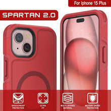 Charger l&#39;image dans la galerie, Coque PunkCase pour iPhone 15 Plus, Série Spartan 2.0, Couverture Clair Robuste avec Protecteur d&#39;Écran Intégré [rouge]
