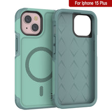 Charger l&#39;image dans la galerie, Coque PunkCase pour iPhone 15 Plus, série Spartan 2.0, transparente, résistance et robuste, avec protection d&#39;écran intégrée [bleu sarcelle].
