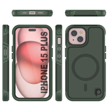 Charger l&#39;image dans la galerie, Coque PunkCase pour iPhone 15 Plus, Série Spartan 2.0, transparente et robuste, avec protection d&#39;écran intégrée [vert foncé].
