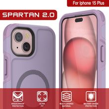 Charger l&#39;image dans la galerie, Coque PunkCase pour iPhone 15 Plus, [Série Spartan 2.0] Coque Claire Robuste et Résistante avec Protecteur d&#39;Écran Intégré [lilas]
