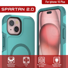 Charger l&#39;image dans la galerie, Coque PunkCase iPhone 15 Plus, [Série Spartan 2.0] Protection Robuste Transparente avec Protecteur d&#39;Écran Intégré [Bleu]
