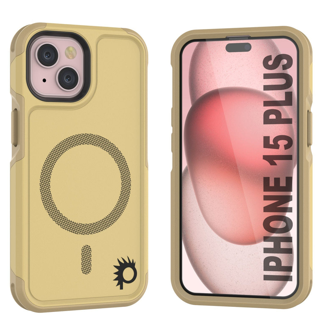 Étui PunkCase pour iPhone 15 Plus, Série Spartan 2.0, transparent, robuste et résistant, avec protection d'écran intégrée [jaune]