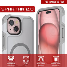 Charger l&#39;image dans la galerie, Coque PunkCase pour iPhone 15 Plus, Série Spartan 2.0, transparente et robuste avec protection d&#39;écran intégrée, couleur blanche.

