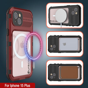 Coque étanche en aluminium pour iPhone 16 Plus Metal Extreme 2.0 Series IP68 avec protection d'écran intégrée [rouge-noir]