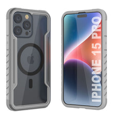 Charger l&#39;image dans la galerie, Coque de protection Punkcase iPhone 15 Pro Armor Stealth MAG Defense, de qualité militaire, à plusieurs couches [Gris]
