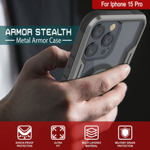 Load image into Gallery viewer, Punkcase iPhone 15 Pro Armor Stealth MAG Defense Case Coque de protection militaire de qualité supérieure à plusieurs couches [Gris-Noir]
