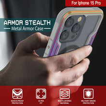 Load image into Gallery viewer, Étui de protection Punkcase iPhone 15 Pro Armor Stealth MAG Defense - Qualité militaire, à plusieurs couches - Coque de protection [Arc-en-ciel]
