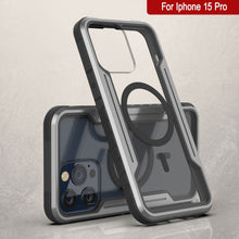 Load image into Gallery viewer, Punkcase iPhone 15 Pro Armor Stealth MAG Defense Case Coque de protection militaire de qualité supérieure à plusieurs couches [Gris-Noir]
