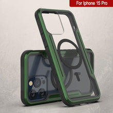 Charger l&#39;image dans la galerie, Coque de protection Punkcase iPhone 15 Pro Armor Stealth MAG Defense, résistance de qualité militaire avec plusieurs couches, couleur vert foncé.
