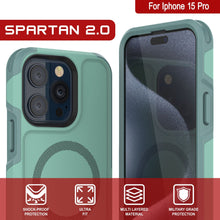 Load image into Gallery viewer, Coque PunkCase pour iPhone 15 Pro, Série Spartan 2.0, Protection Robuste Claire et Résistante avec Protecteur d&#39;Écran Intégré [teal]
