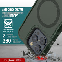 Load image into Gallery viewer, Coque PunkCase pour iPhone 15 Pro, série Spartan 2.0, Coque Robuste Transparente avec Protecteur d&#39;écran intégré [vert foncé]
