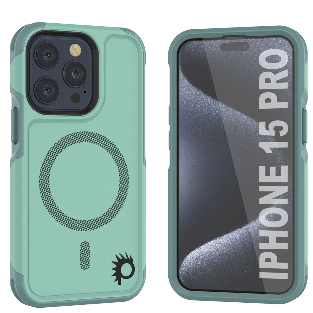 Coque PunkCase pour iPhone 15 Pro, Série Spartan 2.0, Protection Robuste Claire et Résistante avec Protecteur d'Écran Intégré [teal]