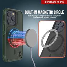 Load image into Gallery viewer, Coque PunkCase pour iPhone 15 Pro, série Spartan 2.0, Coque Robuste Transparente avec Protecteur d&#39;écran intégré [vert foncé]
