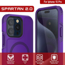 Load image into Gallery viewer, Étui PunkCaseiPhone 15 Pro, Série Spartan 2.0, Coque robuste et transparente avec protecteur d&#39;écran intégré [violet]
