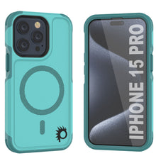 Load image into Gallery viewer, Coque PunkCase pour iPhone 15 Pro, Série Spartan 2.0, transparente, résistante et robuste avec protecteur d&#39;écran intégré [bleu]
