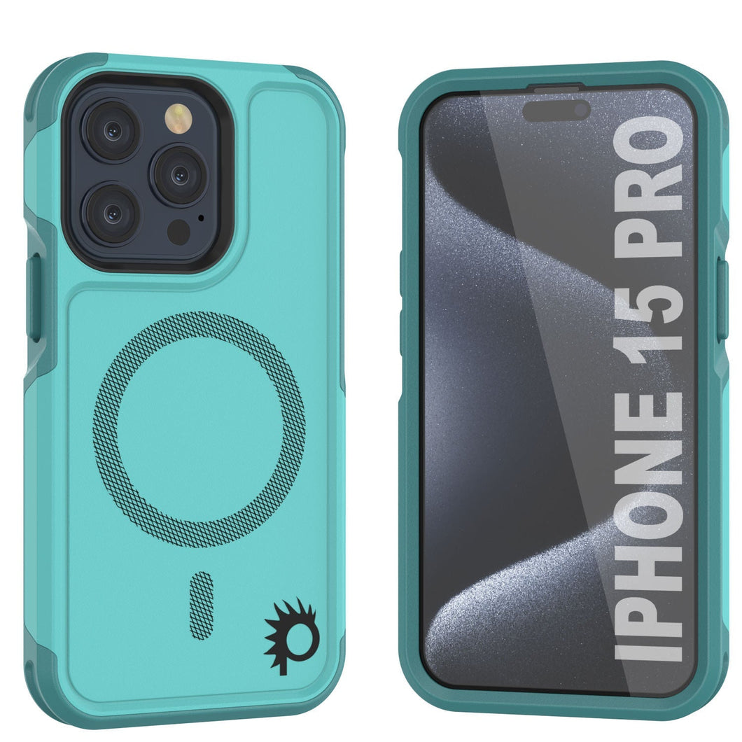Coque PunkCase pour iPhone 15 Pro, Série Spartan 2.0, transparente, résistante et robuste avec protecteur d'écran intégré [bleu]