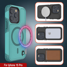 Load image into Gallery viewer, Coque PunkCase pour iPhone 15 Pro, Série Spartan 2.0, transparente, résistante et robuste avec protecteur d&#39;écran intégré [bleu]

