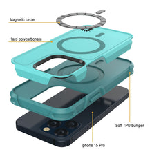 Load image into Gallery viewer, Coque PunkCase pour iPhone 15 Pro, Série Spartan 2.0, transparente, résistante et robuste avec protecteur d&#39;écran intégré [bleu]
