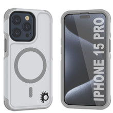 Load image into Gallery viewer, Coque PunkCase iPhone 15 Pro, [Série Spartan 2.0] Étui robuste transparent et résistant avec protecteur d&#39;écran intégré [blanc]

