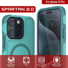 Load image into Gallery viewer, Coque PunkCase pour iPhone 15 Pro, Série Spartan 2.0, transparente, résistante et robuste avec protecteur d&#39;écran intégré [bleu]
