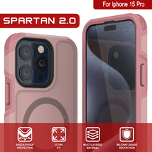 Load image into Gallery viewer, Coque PunkCase pour iPhone 15 Pro, Série Spartan 2.0, Robuste et Transparente avec Protection d&#39;écran intégrée [rose]
