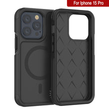 Load image into Gallery viewer, Coque PunkCase pour iPhone 15 Pro, Série Spartan 2.0, Couverture Claire et Robuste avec Protecteur d&#39;écran intégré [Noir]
