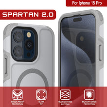 Load image into Gallery viewer, Coque PunkCase iPhone 15 Pro, [Série Spartan 2.0] Étui robuste transparent et résistant avec protecteur d&#39;écran intégré [blanc]

