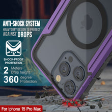 Charger l&#39;image dans la galerie, Punkcase iPhone 15 Pro Max Armor Stealth Étui de défense MAG protecteur de qualité militaire à couches multiples [Violet]
