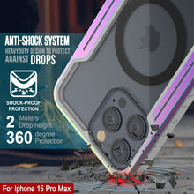 Charger l&#39;image dans la galerie, Étui de protection Punkcase iPhone 15 Pro Max Armor Stealth MAG Defense, de qualité militaire, avec une couverture multicylindre. [Arc-en-ciel]
