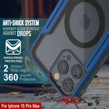 Charger l&#39;image dans la galerie, Housse de protection militaire de qualité supérieure de Punkcase pour iPhone 15 Pro Max, modèle Armor Stealth MAG Defense, avec revêtement multicouche [bleu marine].
