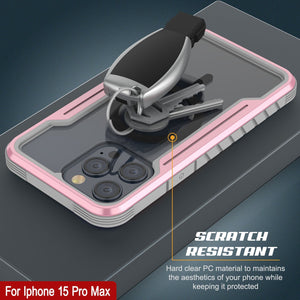 Coque de défense Punkcase iPhone 15 Pro Max Armor Stealth MAG Case protectrice de qualité militaire à couches multiples [Or Rose]