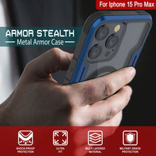 Charger l&#39;image dans la galerie, Housse de protection militaire de qualité supérieure de Punkcase pour iPhone 15 Pro Max, modèle Armor Stealth MAG Defense, avec revêtement multicouche [bleu marine].
